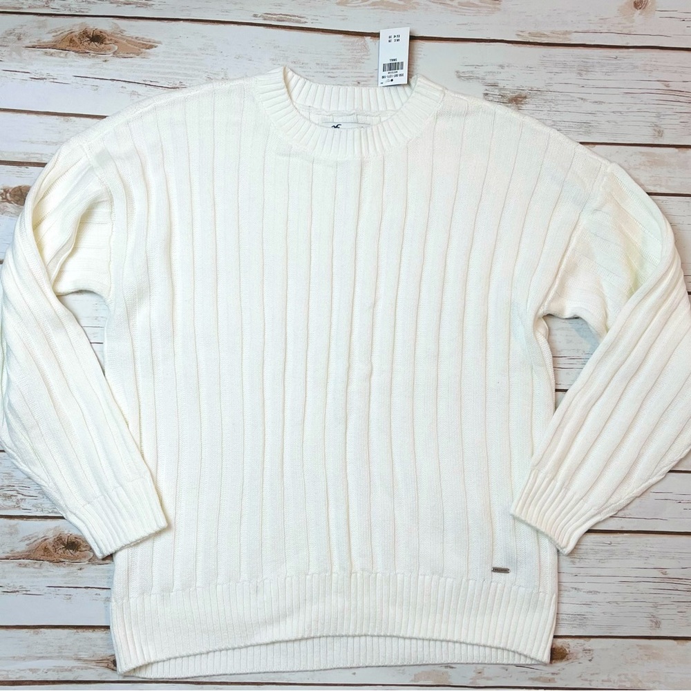 Hollister Women’s Ivory Rib Sweater Size S Small NWT